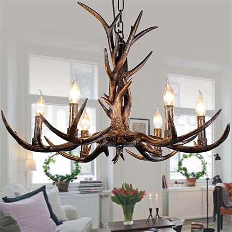 Naturally chandelier also relies on your. 6 Light Rustic Artistic Retro Antler Black Vintage ...