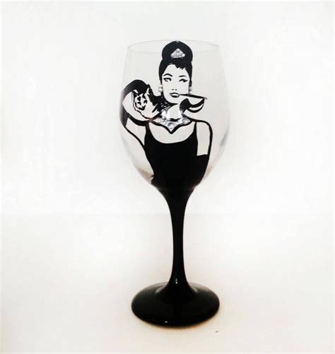 Audrey Hepburn Wine Glass Breakfast At Tiffanys 21 Oz Hand Painted