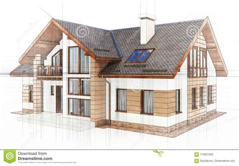 Free online drawing software tools 2021: 3d Technical Drawing Of A Modern House Stock Illustration ...