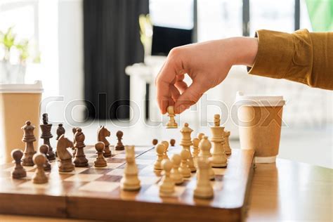 Cropped Shot Of Young Man Playing Chess Stock Image Colourbox