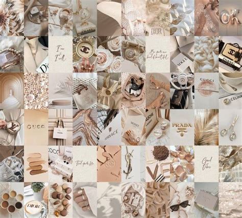 Beige Wall Collage Kit Aesthetic Boujee 1 Classy Glam Photo Etsy In