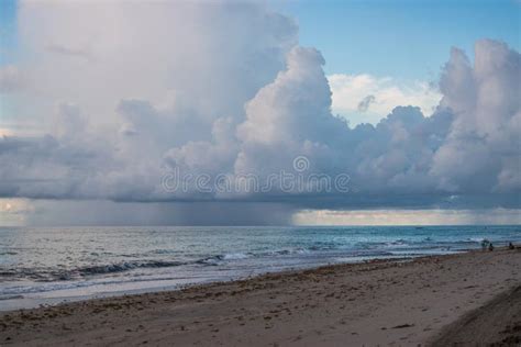 Storm Over Ocean Approaching Beach Stock Photo Image Of Beach