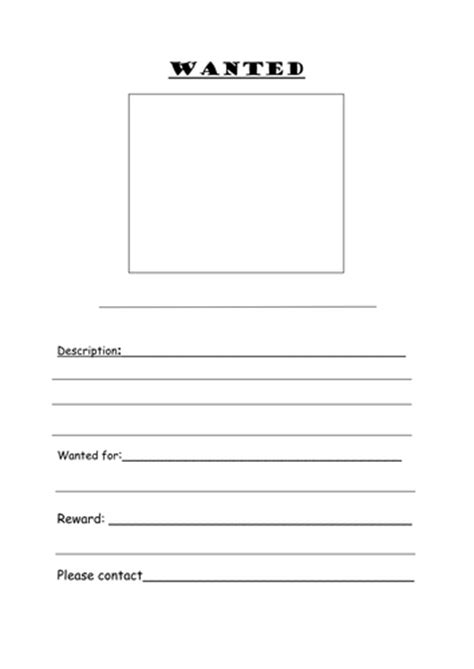 wanted poster template  kayld uk teaching resources tes