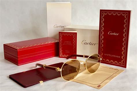 Cartier Bagatelle 22k Gold Vintage Sunglasses Precious Wood New Old