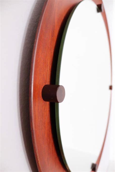 Italian Midcentury Round Wall Mirror In Teak 1960s For Sale At 1stdibs