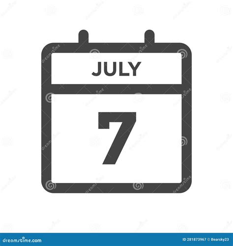July 7 Calendar Day Or Calender Date For Deadlines Or Appointment Stock