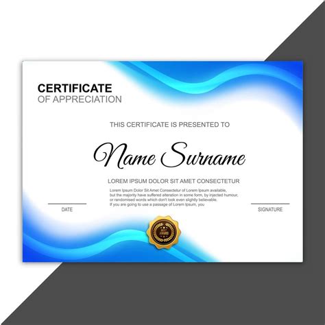 Certificate Of Appreciation Award Blue Template 678814 Vector Art At