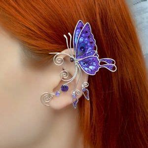 Blue Butterfly Ear Cuff Fairy Ear Cuff Dangle Butterfly Etsy In 2021
