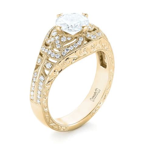 14k Yellow Gold Vintage Inspired Diamond Engagement Ring 103511