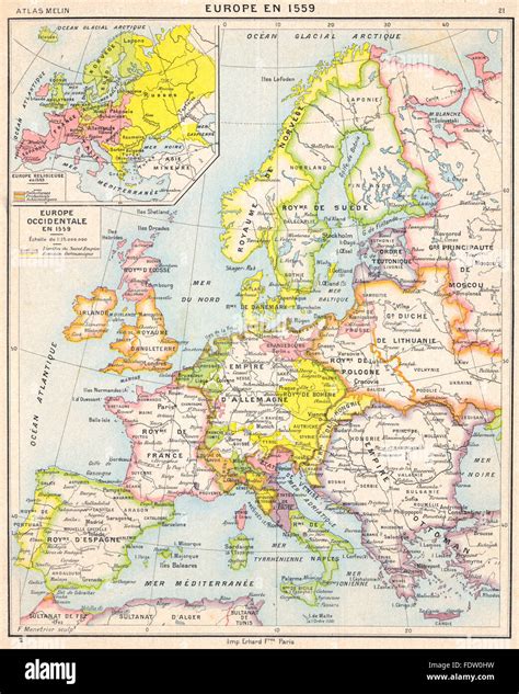 Europa: Europa Occidentale en 1559; riquadro mappa di Europa Religieuse ...