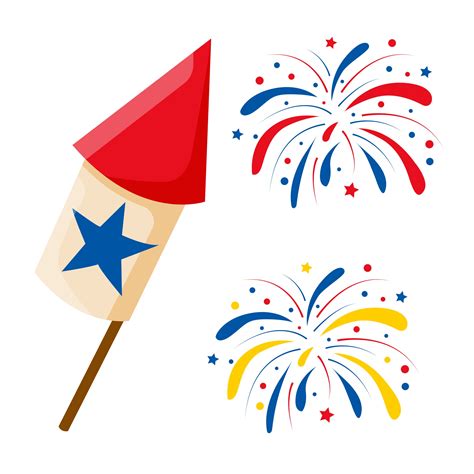 Happy 4th July Fireworks Celebration Firework Explode Carnival Party