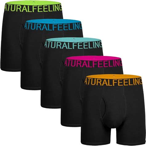 Natural Feelings Mens Underwear Boxer Briefs Men Pack Of 5 Soft Cotton Open Fly Underwear At
