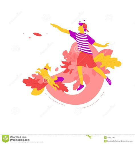 Frisbee with jumping dog stock vector. Illustration of background