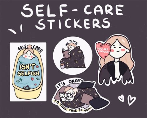 Self Care Stickers High Quality Stickers Set Of 4 Etsy