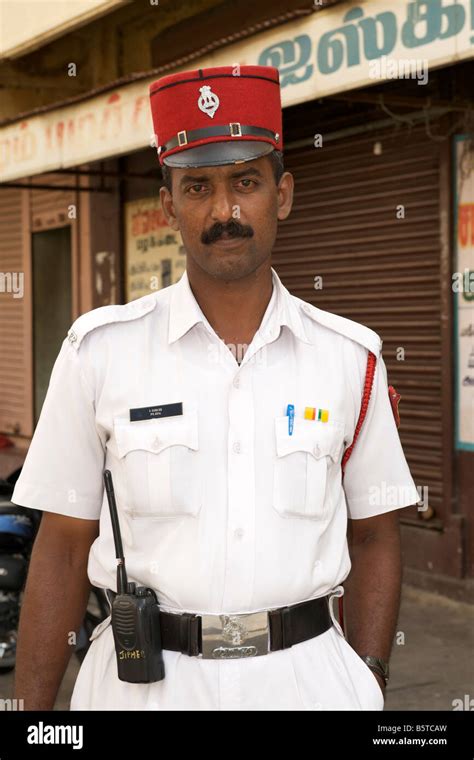 Traffic Policeman In Pondicherry India Stock Photo Alamy