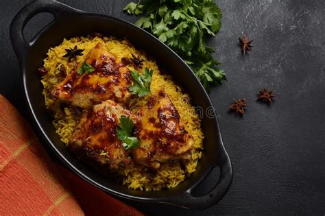 The National Saudi Arabian Dish Chicken Kabsa With Roasted Chicken