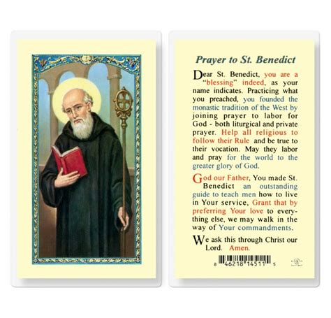 Saint Benedict Laminated Holy Card 25 Pack Buy Religious Catholic Store