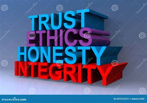 Trust Ethics Honesty Integrity On Blue Stock Illustration