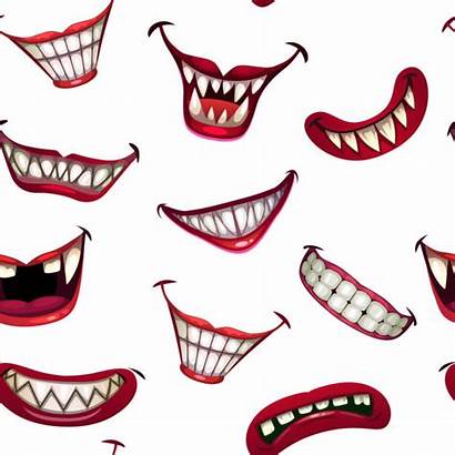 Mouth Clown Scary Monster Pattern Creepy Seamless