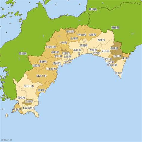 キーワード タイトル 著者名 出版者 件名. 高知県の地図 | Map-It マップ・イット