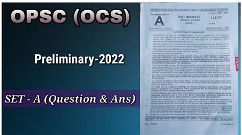 Opsc Ocs Preliminary Examination Question Answer Set A