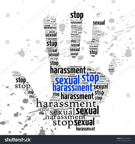 Stop Sexual Harassment Sign Words Clouds Shape Isolated In White