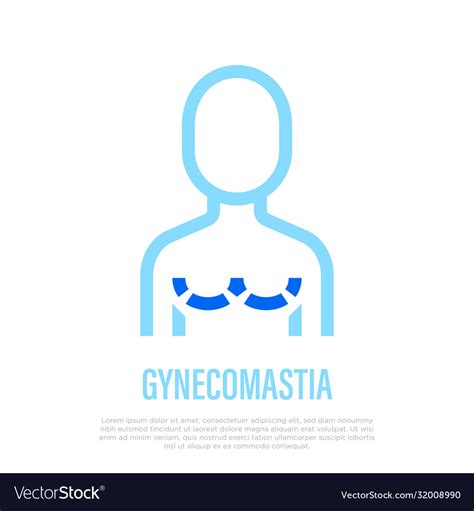Gynecomastia Thin Line Icon Plastic Surgery Vector Image