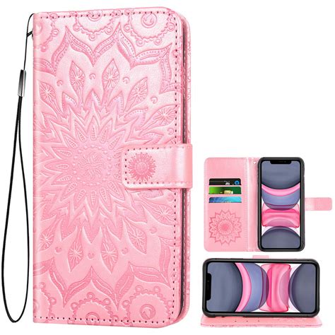 Case For Iphone 11 Genuine Leather Flip Wallet Case Cover With Stand