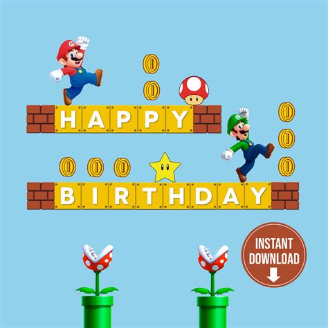 Printable Super Mario Super Mario Inspired Birthday Etsy Canada