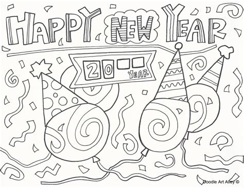 It's a good opportunity to talk about goals, both long term and short term, with your kiddo. New Years Coloring Pages - Doodle Art Alley