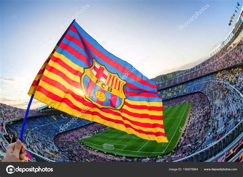 The most notable modifications of the logo took place in 1910. Flag of FC Barcelona at stadium Nou Camp - Stock Editorial ...