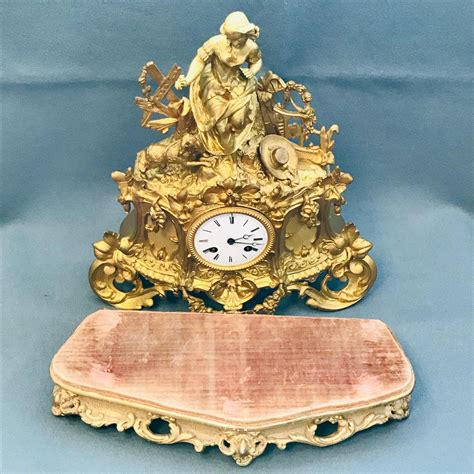 Figural French Gilt Metal Clock Circa 1880s Mantel Clocks Hemswell
