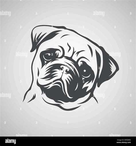 Cute Pug Dog Head Vector Illustration Stock Vector Image And Art Alamy