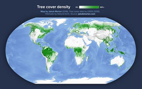 Tree Cover Density Of The World World Tree Natural Earth