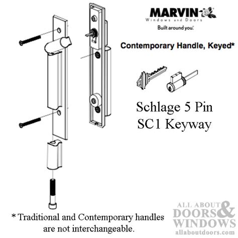 Marvin Contemporary Keyed Handle Ultimate Sliding French Door Dark