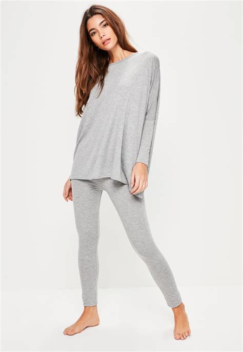 Missguided - Grey Jersey Oversized Loungewear Set | Sleepwear women