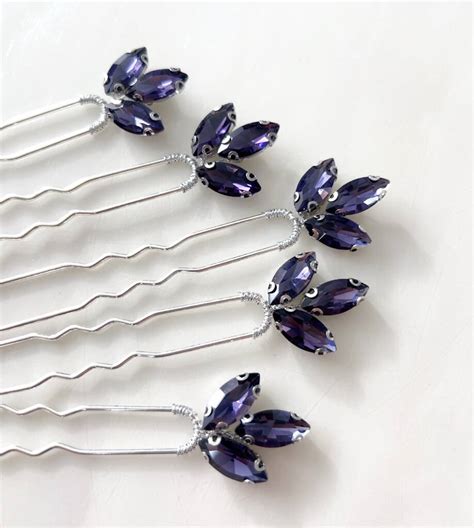 Set Of Five Purple Hair Pins By Two For Joy Creations