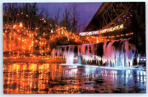 Postcard Oh 1987 Ludlow Falls Annual Christmas Lighting Ice F8 Ebay