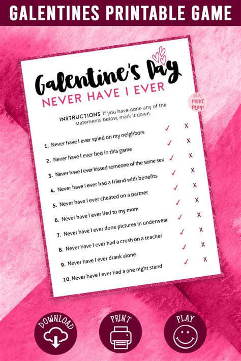 Galentines Day Never Have I Ever Party Printable Game Etsy