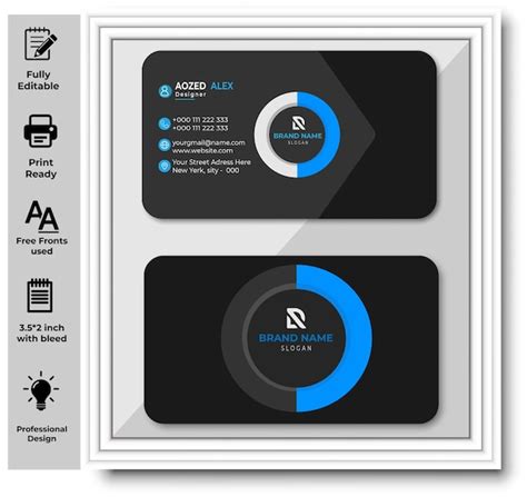 Premium Vector Modern Blue Professional Business Card Template Design