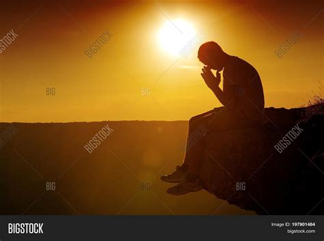 Young Man Sunset Pray Image And Photo Free Trial Bigstock
