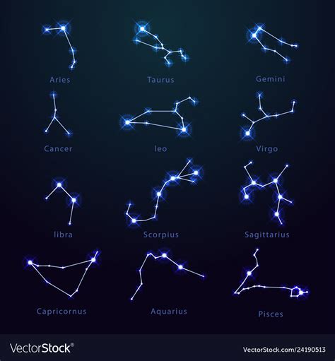 Stars In Form Zodiac Signshoroscope Astronomy Vector Image