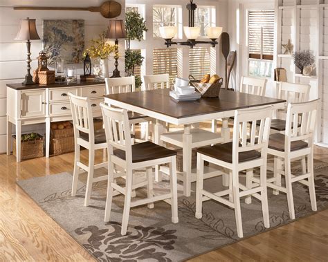 Crafted with a sleek, square profile, it's perfect for sunday breakfast and family dinner gatherings leaf extension: Whitesburg 9-Piece Square Counter Height Extension Table ...