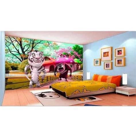 Non Woven Cartoon Kids Room Wallpaper Shape Horizontal For Wall