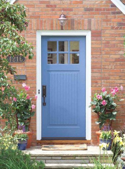 37 Ideas Blue Door Red Brick Curb Appeal In 2020 Cottage Front Doors