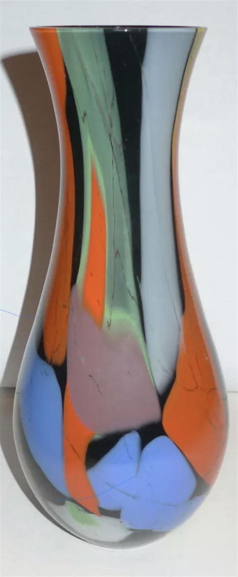 Vintage Murano Art Glass Signed Seguso Multicolored Vase Italian