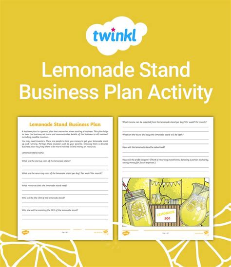 3rd grade lemonade stand business plan activity lemonade stand teaching social skills