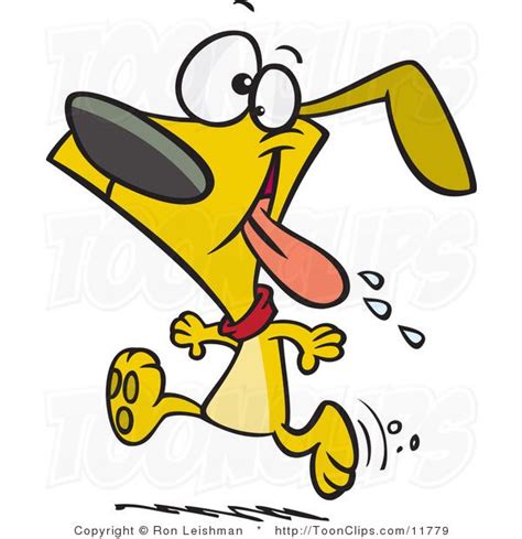 Cartoon Drooling Dog Running For Dinner 11779 By Ron Leishman