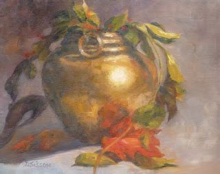 Daily Painters Of Arkansas Brass Pot Debra Sisson Oil Painting Still