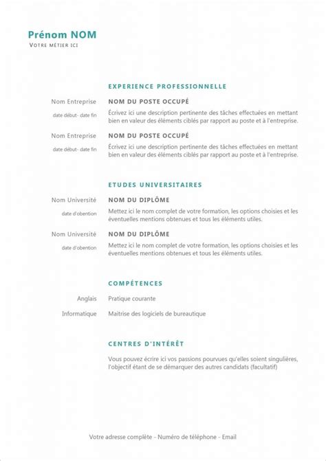 You can find a sample cv for use in the business world, academic settings, or one that lets you focus. modele cv simple word - Le CV pour trouver un emploi